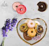 Travessa em Formato de Coração de Vidro Martelado com Borda Rose Gold G - Ela Decora